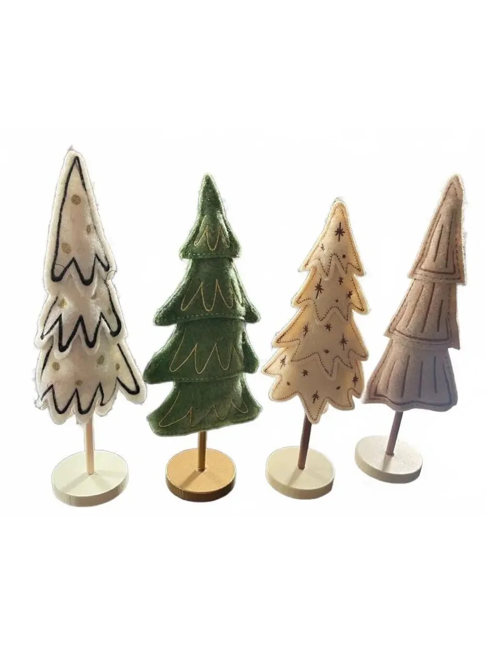 Set of 4 Felt Christmas Tree Decorations on Wooden Stands from Target
